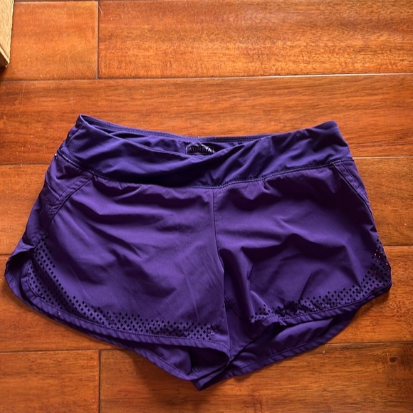 Athleta Pants - ATHLETA Purple Running Shorts Perforated Lazer Cut Brief Drawcord Size S